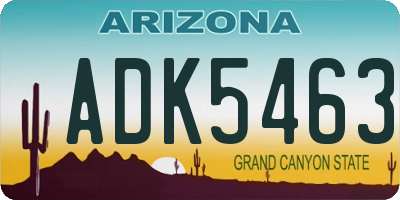 AZ license plate ADK5463