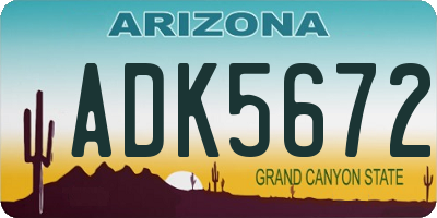 AZ license plate ADK5672