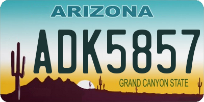 AZ license plate ADK5857