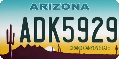 AZ license plate ADK5929