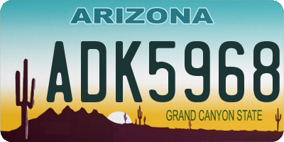 AZ license plate ADK5968