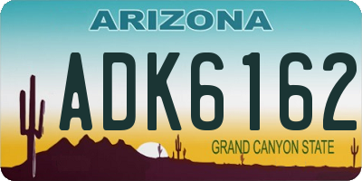 AZ license plate ADK6162