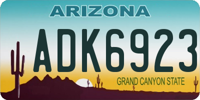 AZ license plate ADK6923
