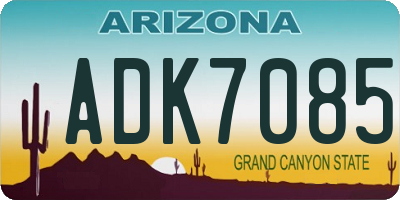 AZ license plate ADK7085