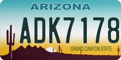 AZ license plate ADK7178