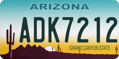 AZ license plate ADK7212
