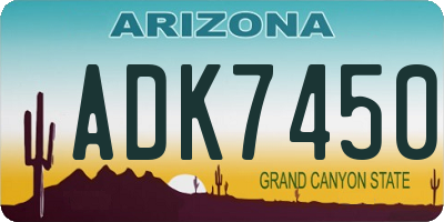 AZ license plate ADK7450