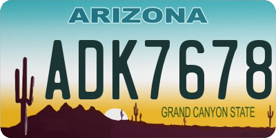AZ license plate ADK7678