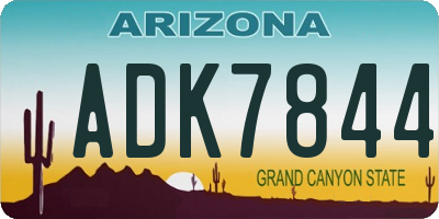 AZ license plate ADK7844