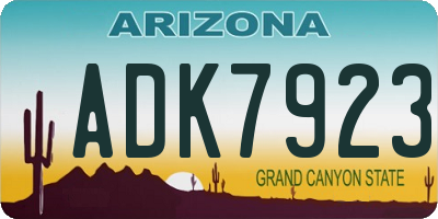 AZ license plate ADK7923