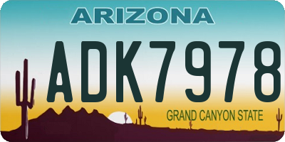 AZ license plate ADK7978