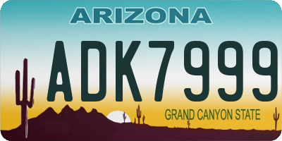 AZ license plate ADK7999