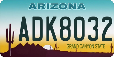AZ license plate ADK8032