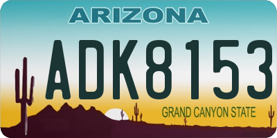 AZ license plate ADK8153