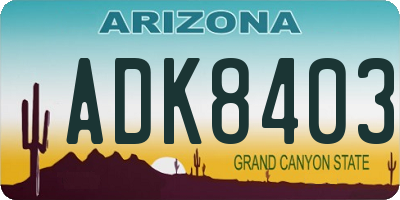 AZ license plate ADK8403