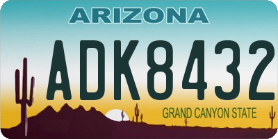AZ license plate ADK8432