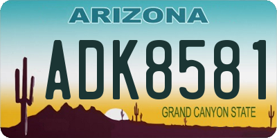 AZ license plate ADK8581