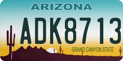 AZ license plate ADK8713