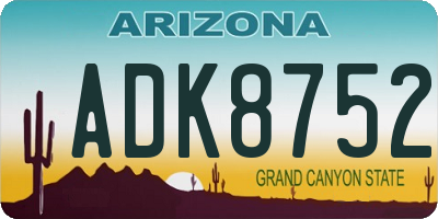 AZ license plate ADK8752