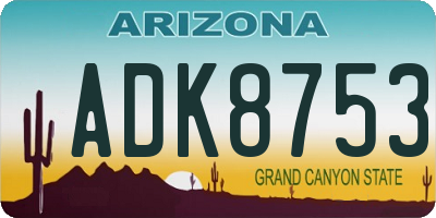 AZ license plate ADK8753