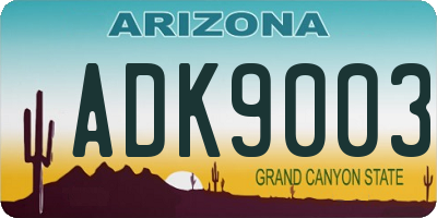 AZ license plate ADK9003
