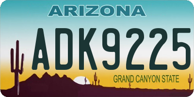AZ license plate ADK9225