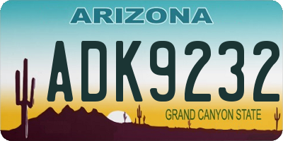 AZ license plate ADK9232