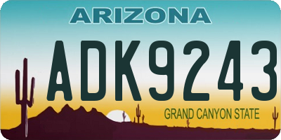 AZ license plate ADK9243
