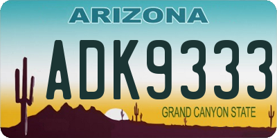 AZ license plate ADK9333