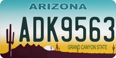 AZ license plate ADK9563