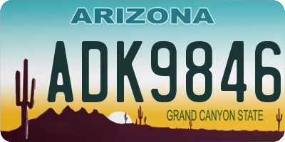 AZ license plate ADK9846