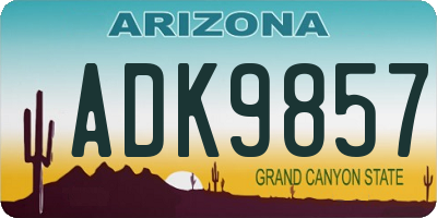 AZ license plate ADK9857
