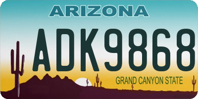 AZ license plate ADK9868