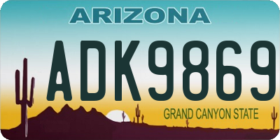 AZ license plate ADK9869