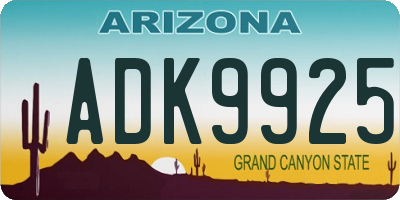 AZ license plate ADK9925