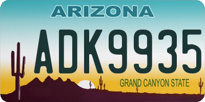 AZ license plate ADK9935