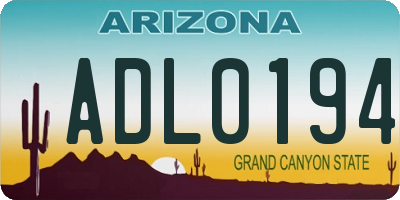 AZ license plate ADL0194