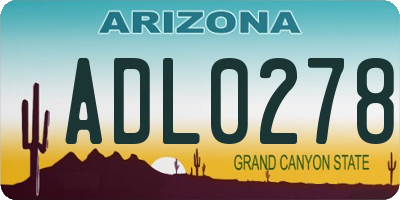 AZ license plate ADL0278