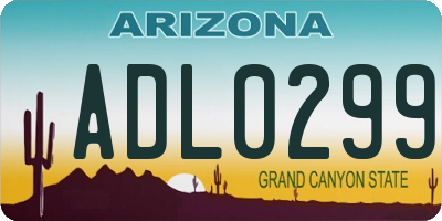 AZ license plate ADL0299