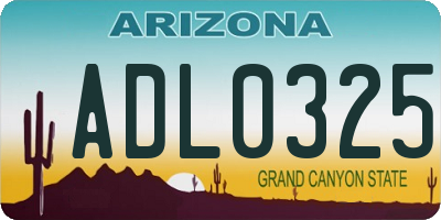 AZ license plate ADL0325