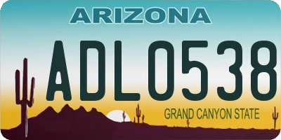 AZ license plate ADL0538