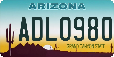 AZ license plate ADL0980