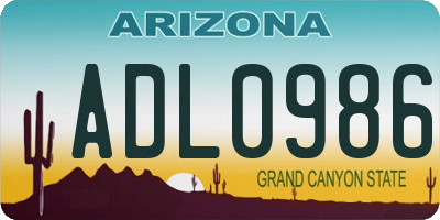AZ license plate ADL0986
