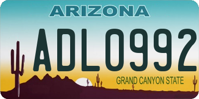 AZ license plate ADL0992