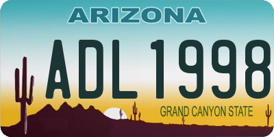 AZ license plate ADL1998