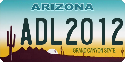 AZ license plate ADL2012