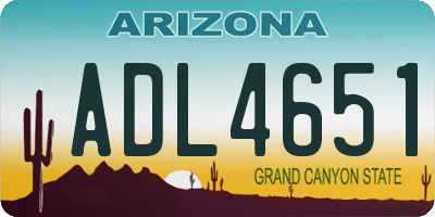 AZ license plate ADL4651