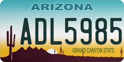 AZ license plate ADL5985
