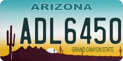 AZ license plate ADL6450