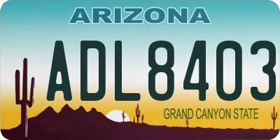 AZ license plate ADL8403